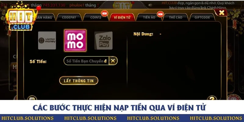 Các bước thực hiện nạp tiền qua ví điện tử cực nhanh 